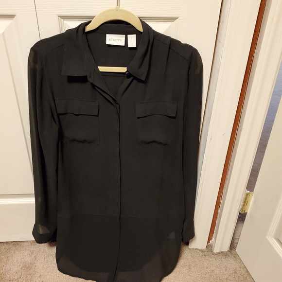 Chico's Tops - Chico's black sheer tunic Chico's size 1.